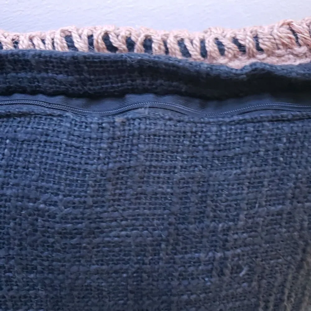 Pier 1 Black Jute Trimmed Throw Pillow 22